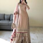Blush Pink Heavy Embroidered Sharara Suit Set