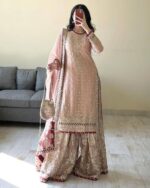 Blush Pink Heavy Embroidered Sharara Suit Set
