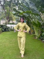 Designer Lime Green Kurta Pant Set