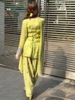Designer Lime Green Kurta Pant Set - Image 2