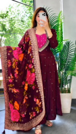 Noor-e-Gul Wine Anarkali Suit - Image 2