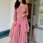 “Rose Blush Embroidered Sharara Suit Set”