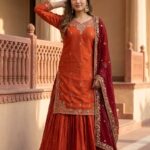 Elegant Maroon & Red Embroidered Designer Anarkali Suit