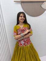 Olive Green Ethnic Lehenga Choli with Ruffle Border - Image 3