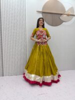 Olive Green Ethnic Lehenga Choli with Ruffle Border - Image 2