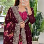 Noor-e-Gul Wine Anarkali Suit