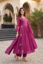 Premium Mul Cotton Embroidered Kurta Pant & Dupatta Set - Image 2