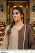 Mul Chanderi Sequin Elegance Kurta Set - Image 4